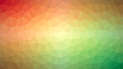 Low‑poly gradient background shifting from deep red through orange and yellow to green