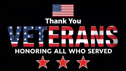 A heartfelt tribute to veterans, honoring their service and sacrifice for freedom and peace, with stars and flag elements.