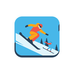 2d vector illustration icon, set of vibrant representing unique winter activities and sports
