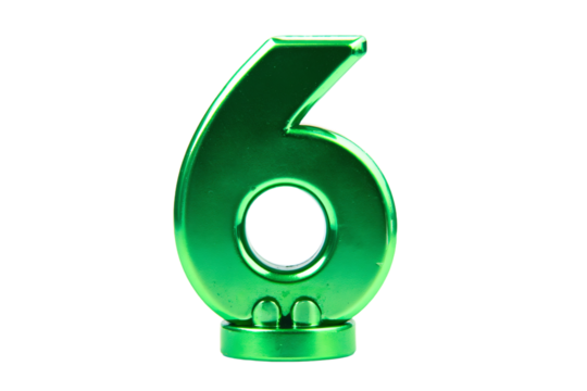a green number six on a white background