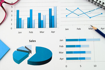 Reviewing business report with sales and income.