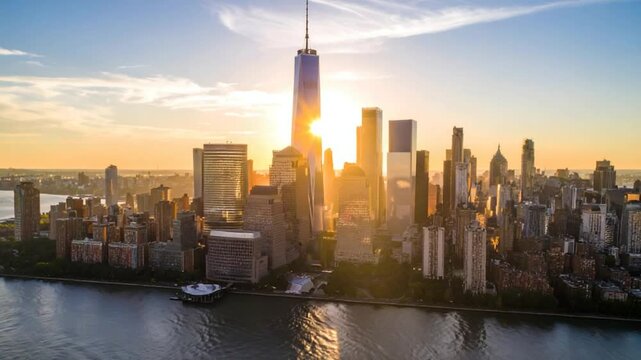 Sunrise city skyline panorama