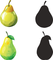 Colorful pears with silhouettes illustration for kids learning activities