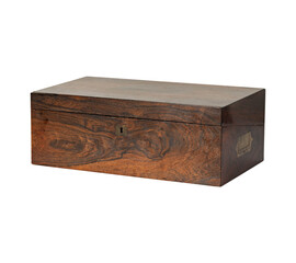 wooden box isolated on white  A 19th Century Mahogany Sewing Box