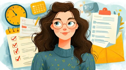 Student time management strategies infographic with planner, checklist, calendar icons for education, productivity, and success