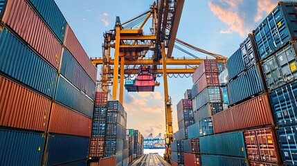 Crane Lifting Intermodal Container with China and Vietnam Flags at Port for Global Trade