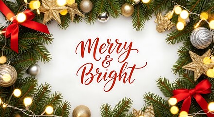 Festive Christmas Wreath: Merry & Bright Holiday Background