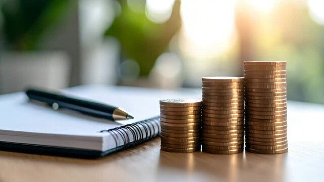 Coins stacks growth business concept