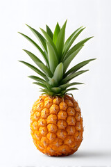Fototapeta premium Fresh whole pineapple isolated on white background. Ideal for food branding, tropical designs, and summer product visuals.