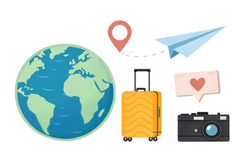 travel icons set , Flat Travel and Communication Icons Set – Modern, Colorful, Minimal Design