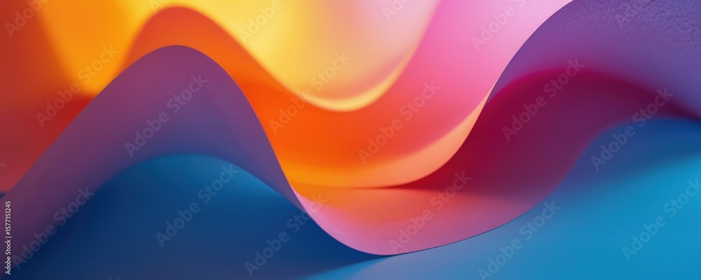 Poster vibrant digital artwork with colorful rectangle object. gradient background shades from gray to dark