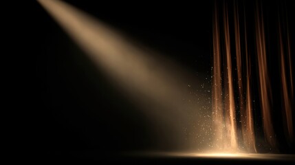 Velvety black curtain with one sharp beam illuminating floating dust particles, minimalist atmospheric haze, dark academia mood