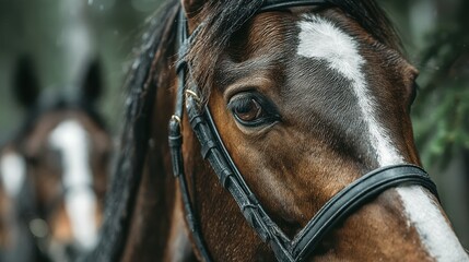 Majestic horses in the forest, captured during a tranquil moment in nature