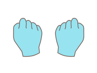 グッとした握りこぶしの手　水色