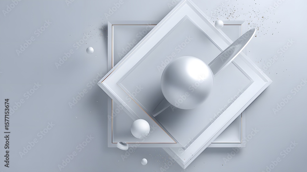 Aufkleber minimal 3d render of geometric shapes on monochrome background