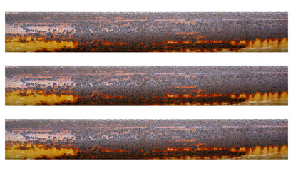 Rusty steel beam from metal stock isolated on white background.