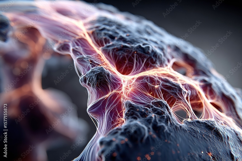 Poster intricate biological marvel: a close-up captures an abstract representation of biological structures