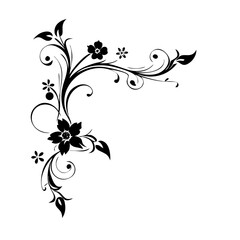 Fototapeta premium Page corner floral elements wedding decorative ornament elements, hand-drawn, classic vintage victorian style
