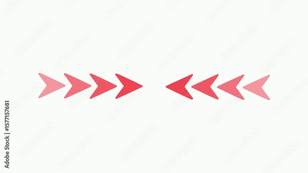 Poster simple and modern design with arrows in different shades of red on white background