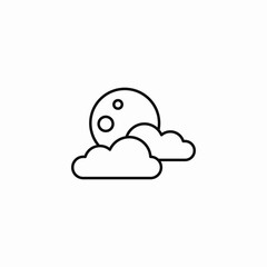 moon clouds night icon sign vector