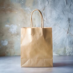 Minimalist Brown Paper Shopping Bag with Rope Handles