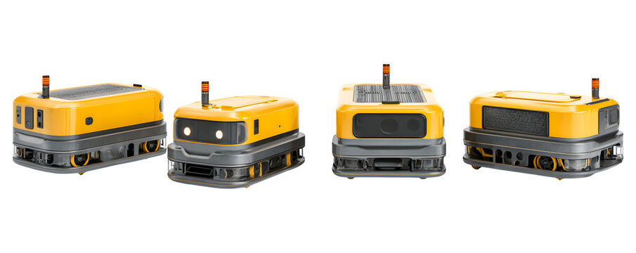 High-Quality Clean Photo-Realistic automated guided vehicle AGV commercial stock asset, versatile design element, ideal for advertising and presentations, mockups, premium resource
