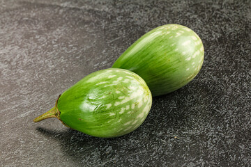 Ripe green mini eggplants heap