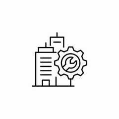 building gear maintenance icon sign vector