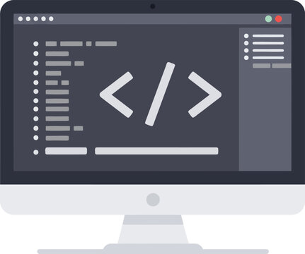 Computer monitor displaying code, likely programming software.