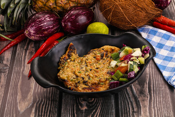 Tasty chicken steak with vegetables