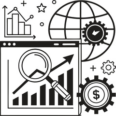 Business and home vector icon set illustration with people and key symbols