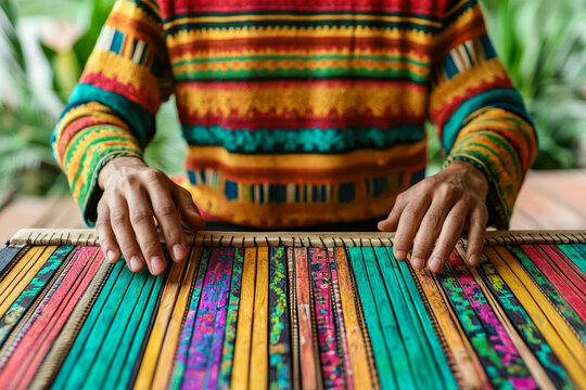 cultural immersion with art and crafts and authentic experiences. Traveler learning to make handmade musical instruments from local artisans, cultural experience