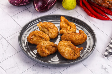 Tibetian fried momo stuffed dumplings
