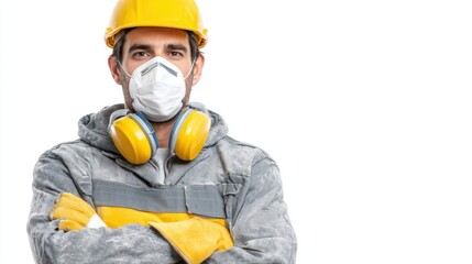 Construction worker portrait, safety, protection, industry