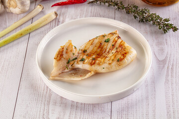 Fresh grilled calamari with herbs