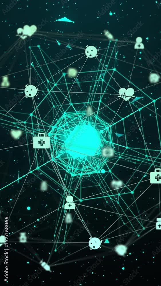 Poster globe of network of connection against black background