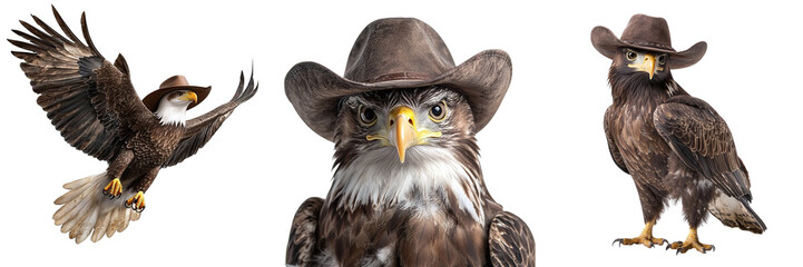 Set Eagles Cowboy Hat Isolated