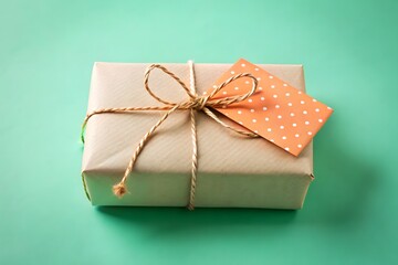 Elegant Wrapped Present with Bow on Pastel Green Background