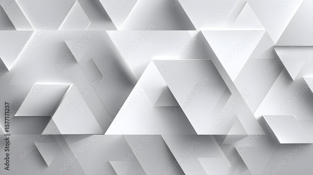 Poster abstract white background with texture pattern, layered geometric triangle shapes, white and grey gl