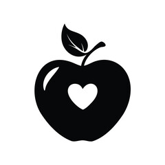 Minimalistic apple with heart, a symbol of healthy eating and love