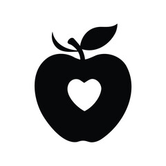 Stylized Apple with Heart Cutout Symbolizing Love for Healthy Eating