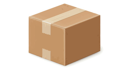 Fototapeta premium Isometric illustration of a closed cardboard box sealed with tape for delivery