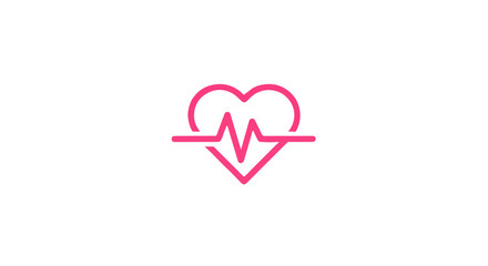 Modern design of heart rate pulse vector logo icon in pink color representation