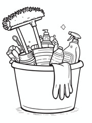 House Cleaning Equipment and Supplies in Bucket 