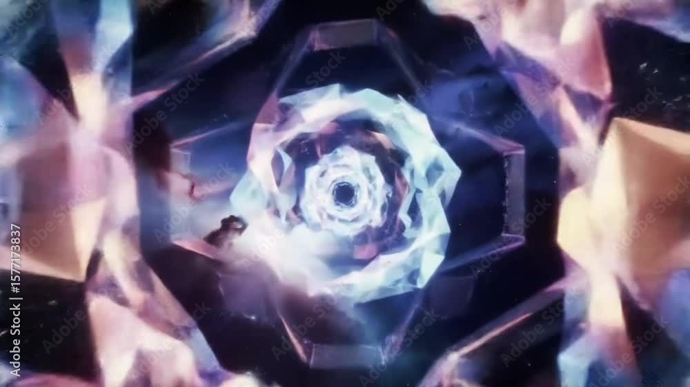 Poster Captivating abstract structure with cosmic glow, showcasing ethereal movement and fascinating shapes for artistic or sci-fi visualization.