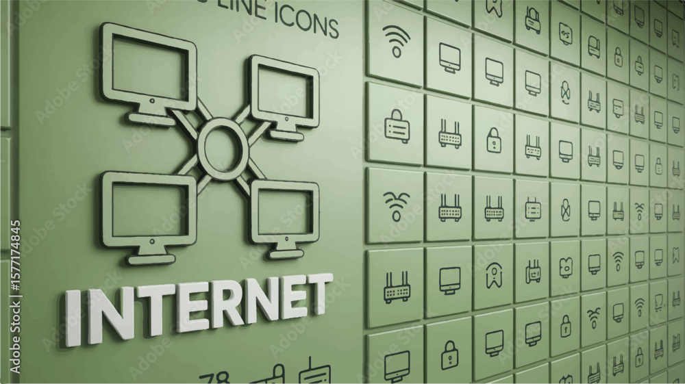Poster network computers and icons internet technology