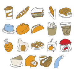 Quirky Sketch and Doodle of Cute Food Organization with Playful Vibe