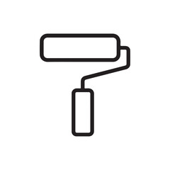Paint roller icon presented with bold black outline on a transparent background