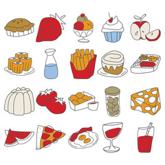 Quirky Sketch and Doodle of Cute Food Organization with Playful Vibe