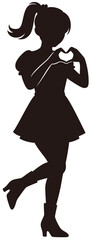 手でハートを作っている女性のベクターシルエットイラスト(Vector Silhouette Illustration of a Woman Forming a Heart with Her Hands)